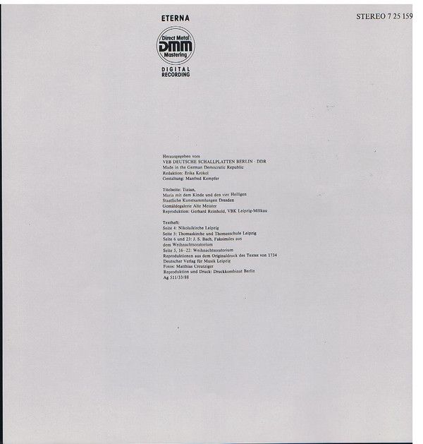 Eterna 7 25 159-161 - Johann Sebastian Bach, Peter Schreier - We - Image 6