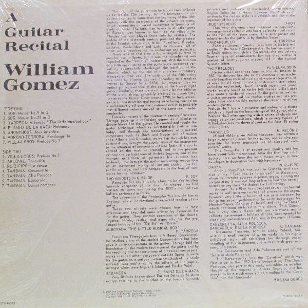 London Records STS 15072 - William Gomez - A Guitar Recital - Image 2