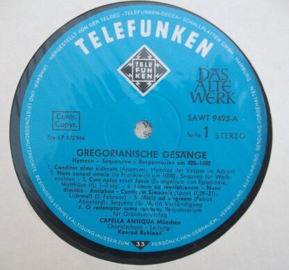 Telefunken SAWT 9493-A - Capella Antiqua München - Gregorian Cha - Image 3