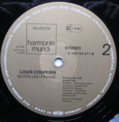 Deutsche Harmonia Mundi 1C 065-99 871 - Louis Couperin, Gustav L - Image 2