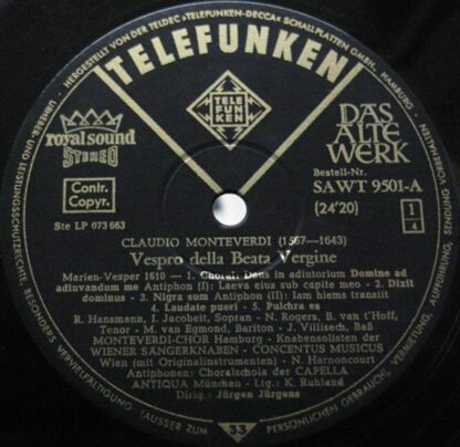 Telefunken SAWT 9501/02-A - Claudio Monteverdi - Vespro Della Be - Image 4