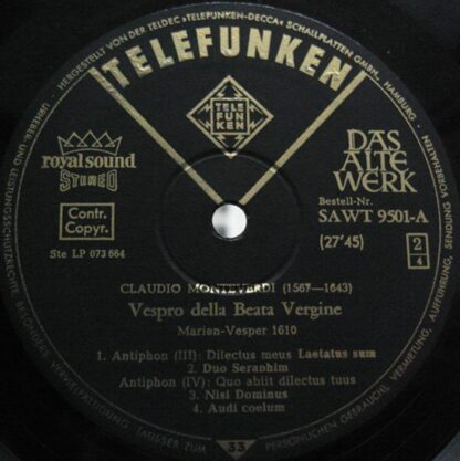 Telefunken SAWT 9501/02-A - Claudio Monteverdi - Vespro Della Be - Image 5