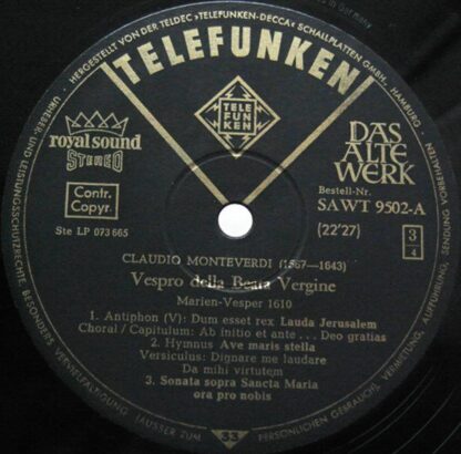 Telefunken SAWT 9501/02-A - Claudio Monteverdi - Vespro Della Be - Image 6