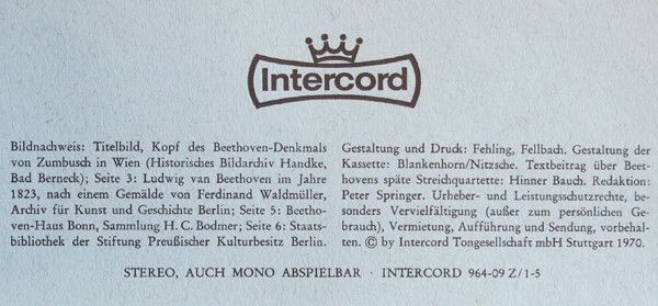 Intercord 964-09 Z/1-5 - Ludwig van Beethoven, Melos Quartett - - Image 6