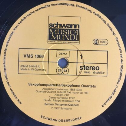 Schwann Musica Mundi VMS 1066 - Berliner Saxophon Quartett, Alex - Image 3