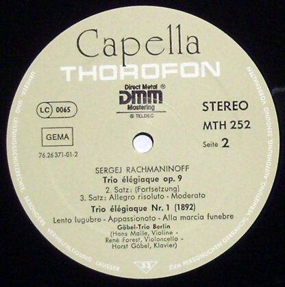 Capella (4) MTH 252 - Sergei Vasilyevich Rachmaninoff, Göbel-Tri - Image 2