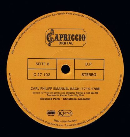 Capriccio Digital C 27 102 - Carl Philipp Emanuel Bach, Siegfrie - Image 6