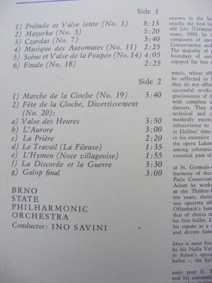 Supraphon 1 10 1388 - Léo Delibes, Brno State Philharmonic Orche - Image 3