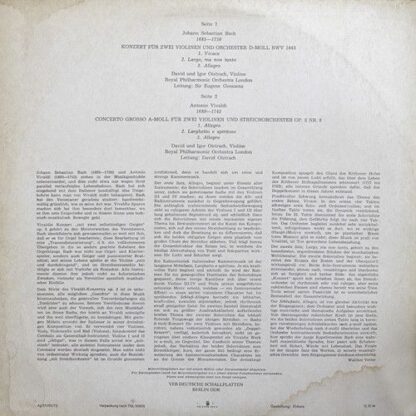 Eterna 8 26 030 - Johann Sebastian Bach, Antonio Vivaldi, David - Image 2