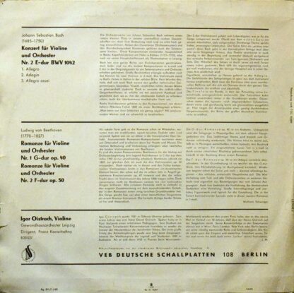 Eterna 8 20 027 - Johann Sebastian Bach, Ludwig van Beethoven, I - Image 2