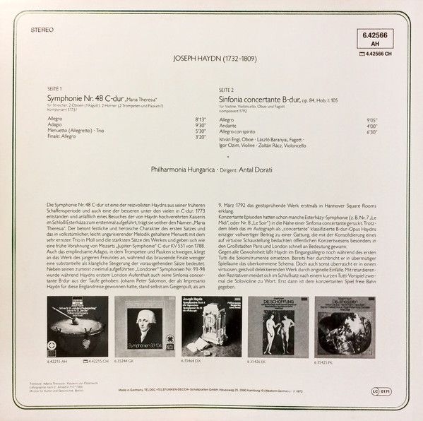 DECCA 6.42566 AH - Joseph Haydn, Antal Dorati, Philharmonia Hung - Image 2