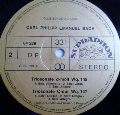 Supraphon 64 289 - Carl Philipp Emanuel Bach, Ars Rediviva Ensem - Image 5