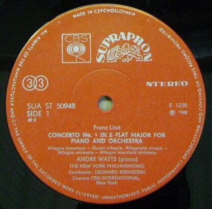 Supraphon SUA ST 50948 - Franz Liszt, André Watts, Alexander Bra - Image 3