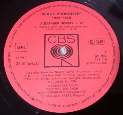 CBS 61769 - Sergei Prokofiev, Thomas Schippers, Lili Chookasian, - Image 3