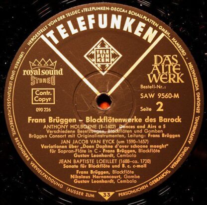 Telefunken SAW 9560-M - Frans Brüggen - Blockflötenwerke Des Bar - Image 5