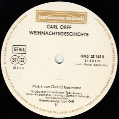 Harmonia Mundi HMS 25 163 - Carl Orff - Weihnachtsgeschichte - Image 6