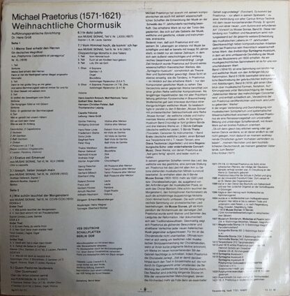 Eterna 8 26 091 - Michael Praetorius, Thomanerchor, Capella Fidi - Image 2