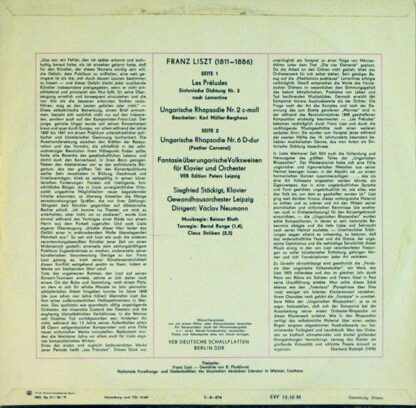 Eterna 8 26 022 - Franz Liszt, Siegfried Stöckigt, Gewandhausorc - Image 2