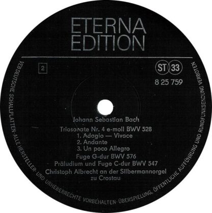 Eterna 8 25 759 - Johann Sebastian Bach, Christoph Albrecht - Or - Image 4