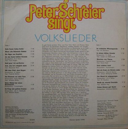 Eterna 8 26 549 - Peter Schreier - Peter Schreier Singt Volkslie - Image 2