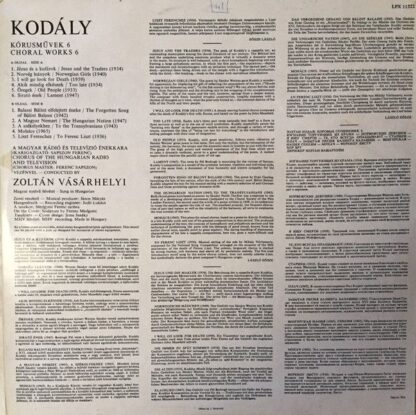 Hungaroton LPX 11522 - Zoltán Kodály, Magyar Rádió És Televízió - Image 2