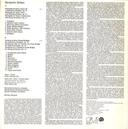 Opus 9112 1577 - Benjamin Britten, Peter Schreier, Bohdan Warcha - Image 2