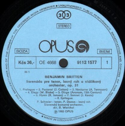 Opus 9112 1577 - Benjamin Britten, Peter Schreier, Bohdan Warcha - Image 3