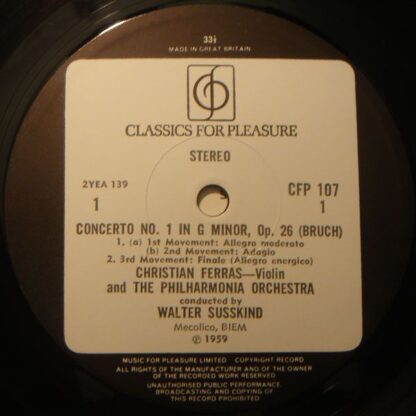 Classics For Pleasure CFP 107 - Christian Ferras, Philharmonia O - Image 3