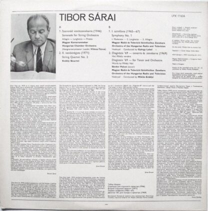 Hungaroton SLPX 11636 - Tibor Sárai - Serenade For Strings / Str - Image 2