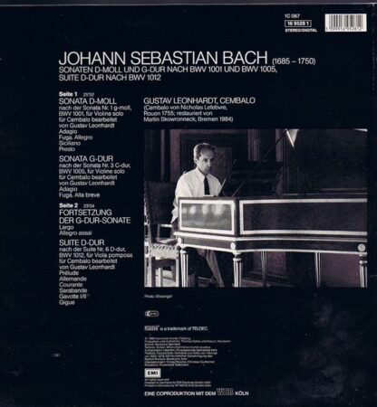 Deutsche Harmonia Mundi 16 9528 1 - Johann Sebastian Bach, Gusta - Image 2