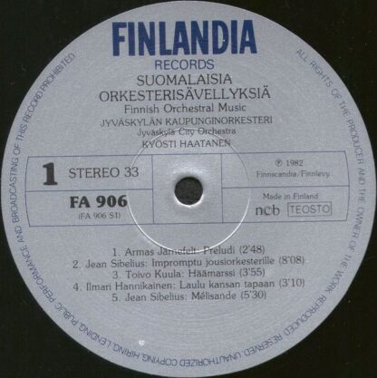 Finlandia Records FA 906 - Jyväskylän Kaupunginorkesteri, Kyösti - Image 3