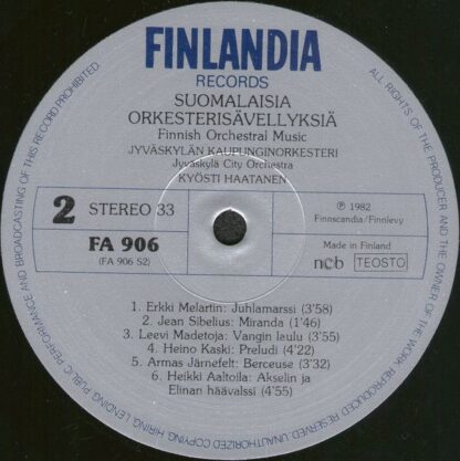 Finlandia Records FA 906 - Jyväskylän Kaupunginorkesteri, Kyösti - Image 4