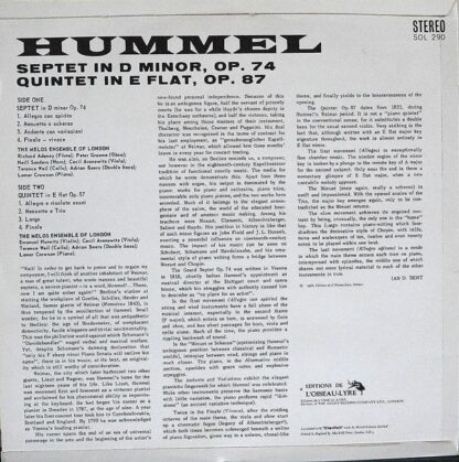 L'Oiseau-Lyre SOL 290 - Johann Nepomuk Hummel, Melos Ensemble Of - Image 2