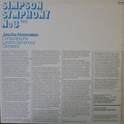 Unicorn Records (3) UNS 225 - Robert Simpson (6), Jascha Horenst - Image 2