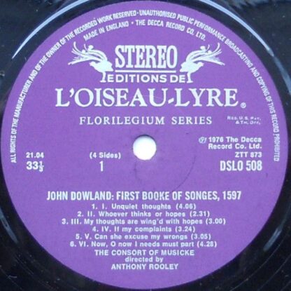 L'Oiseau-Lyre DSLO 508-9 - John Dowland, The Consort Of Musicke - Image 3