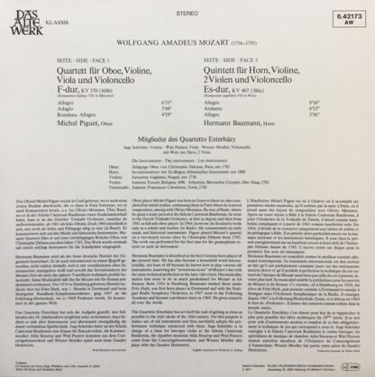 Telefunken 6.42173 AW - Wolfgang Amadeus Mozart, Quartetto Ester - Image 2