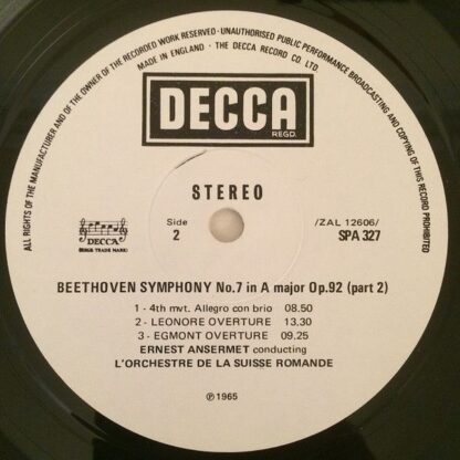 DECCA SPA 327 - Ludwig van Beethoven - Symphony No.7 / Leonore N - Image 4