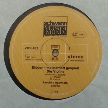 Schwann Musica Mundi VMS 482 - Saschko Gawriloff - Etüden - Meis - Image 2