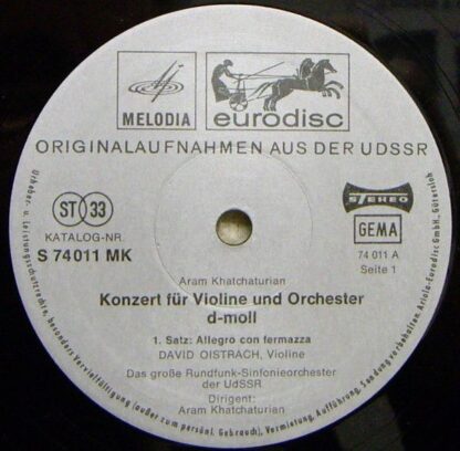 Eurodisc S 74 011 KK - Aram Khatchaturian, David Oistrach, Больш - Image 4