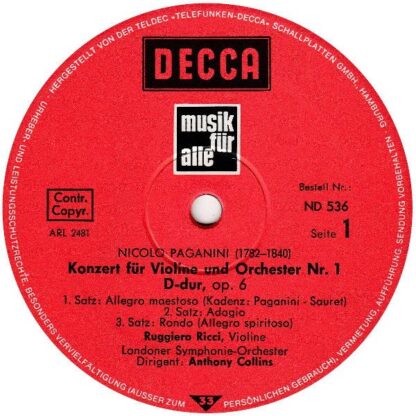 DECCA ND 536 - Niccolò Paganini, Ruggiero Ricci, London Symphony - Image 4