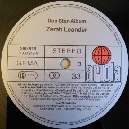 Ariola 300 920-370 - Zarah Leander - Das Star Album - Image 7