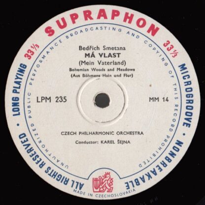 Supraphon LPM 235 - Bedřich Smetana, The Czech Philharmonic Orch - Image 4