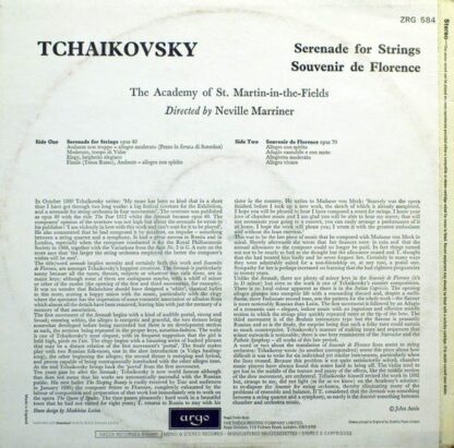 Argo ZRG 584 - Pyotr Ilyich Tchaikovsky, The Academy Of St. Mart - Image 2