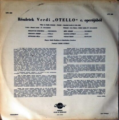 Qualiton LPX 1060 - Giuseppe Verdi - Otello Részletek Giuseppe V - Image 2
