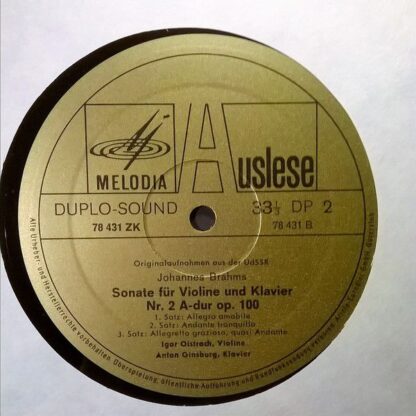Eurodisc 78 431 ZK - Johann Sebastian Bach, Johannes Brahms, Dav - Image 3