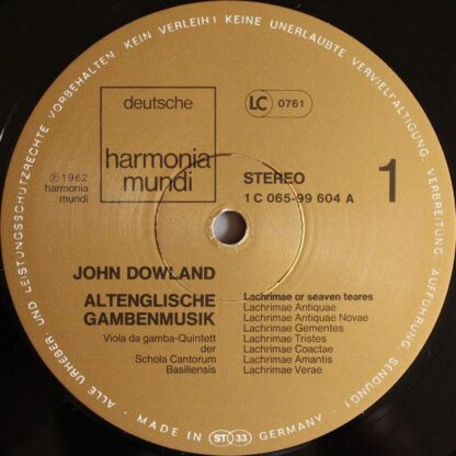 Deutsche Harmonia Mundi 1C 065-99 604 - John Dowland, Viola-da-G - Image 4