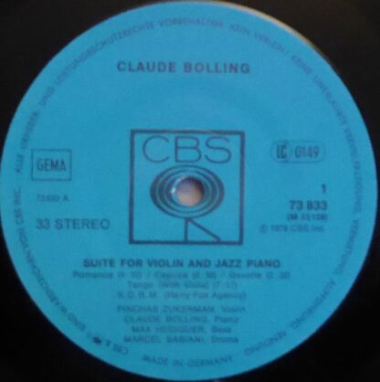 CBS 73 833 - Claude Bolling, Pinchas Zukerman - Suite For Violin - Image 3