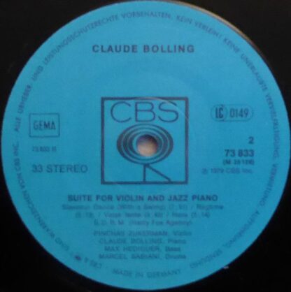 CBS 73 833 - Claude Bolling, Pinchas Zukerman - Suite For Violin - Image 4
