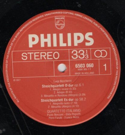 Philips 6503 060 - Luigi Boccherini, Quartetto Italiano - 3 Stre - Image 2