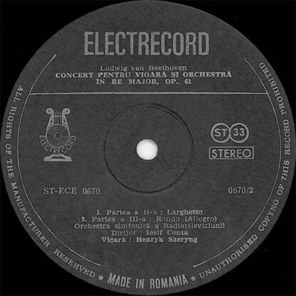 Electrecord ST-ECE 0670 - Ludwig van Beethoven, Henryk Szeryng - - Image 4